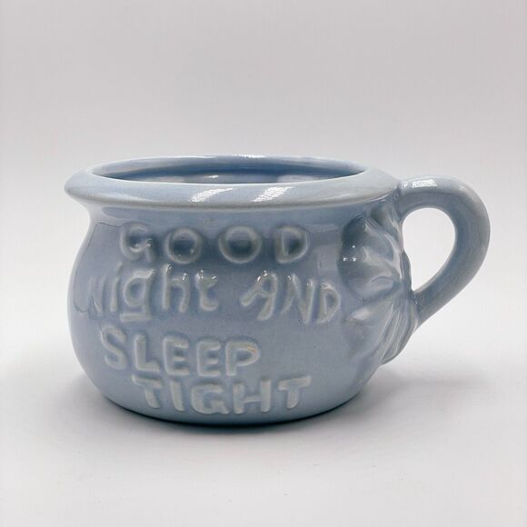 Vintage Haeger Pottery Owl Mug Planter Blue "Good Night and Sleep Tight" Ceramic - Picture 3 of 10